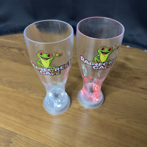 Disney Springs Lot 2 Rainforest Cafe Plastic Pilsner Cup LED Light Up Beverage - Picture 9 of 10